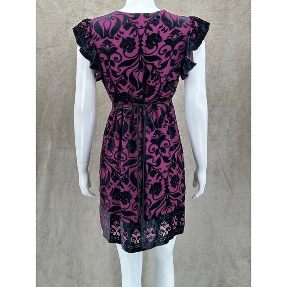 Hale Bob Dress Womens Small Velvet Mini Fit & Flare V-Neck Whimsigoth Silk Fairy - Picture 6 of 12